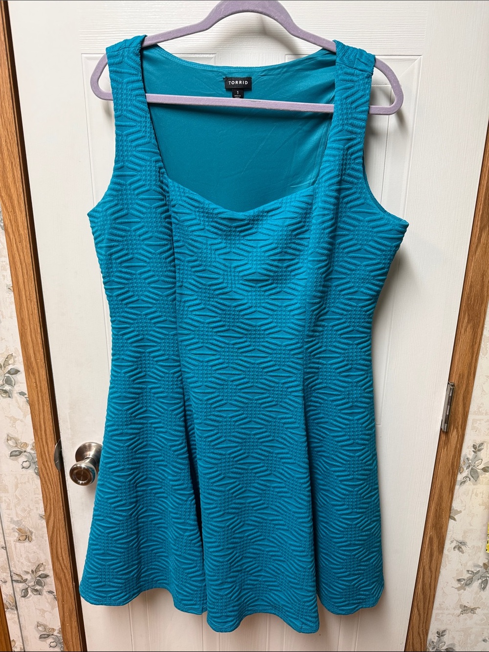 Torrid Teal Textured Jacquard Skater Dress Size 1